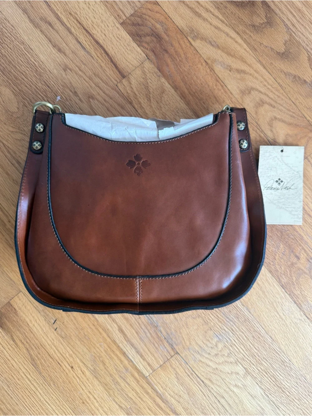 Patricia Nash Caletta Hobo Cognac Leather NWT Crossbody P135706 Dust Bag